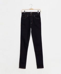 กางเกงยีนส์ Duochrome-stitch Solid High-waisted Skinny