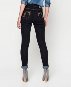 กางเกงยีนส์ Duochrome-stitch Solid High-waisted Skinny