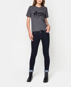 กางเกงยีนส์ Solid-rinsed Push-up Low-rise Skinny